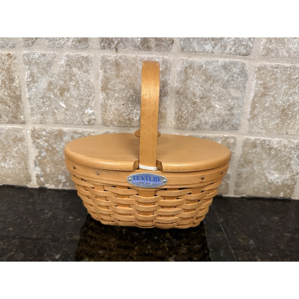 LONGABERGER Basket‎ CENTURY Celebration 2000 Cheers Brown HANDWOVEN W/ Liner